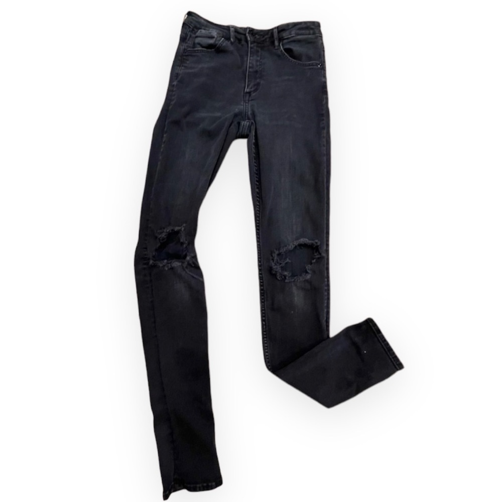 H&M Women's High-Rise Black Ripped Skinny Jeans